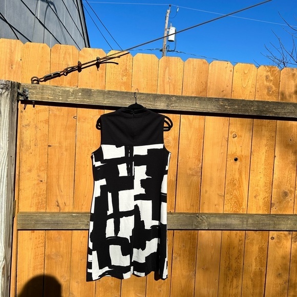 Donna Morgan Black white Dress vintage size 12 abstract retro spring summer - Picture 6 of 8